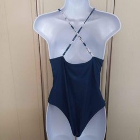 Cupshe Women's Blue , White. Gray One Piece Swimsuit Size LG NWT - Picture 2 of 5